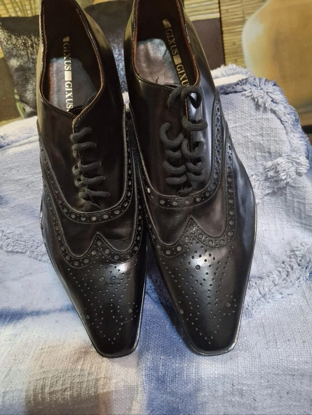 Gxus Black Wingtip Oxford Dress Shoes